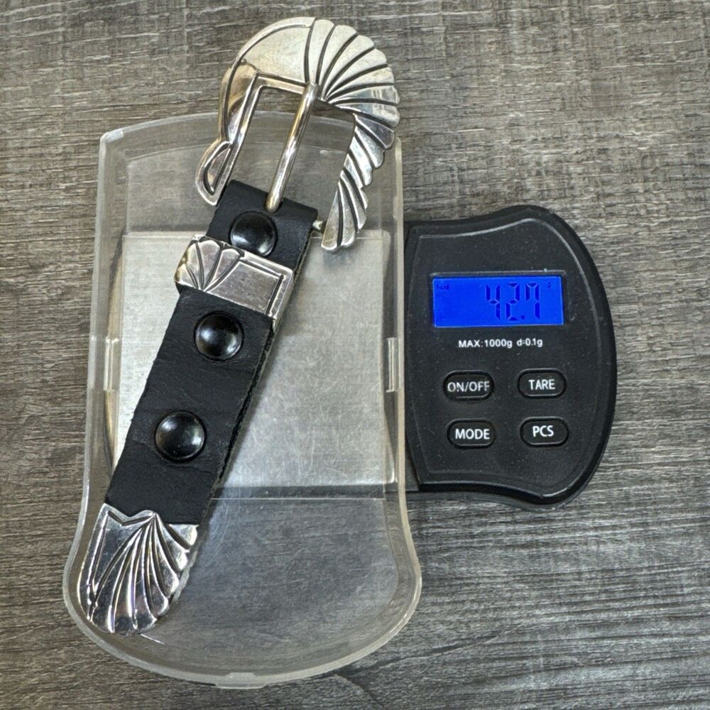 Vtg Navajo Sterling Silver Deep Stamped 3 Piece Ranger Belt Buckle 42.7g Ben - Picture 7 of 8